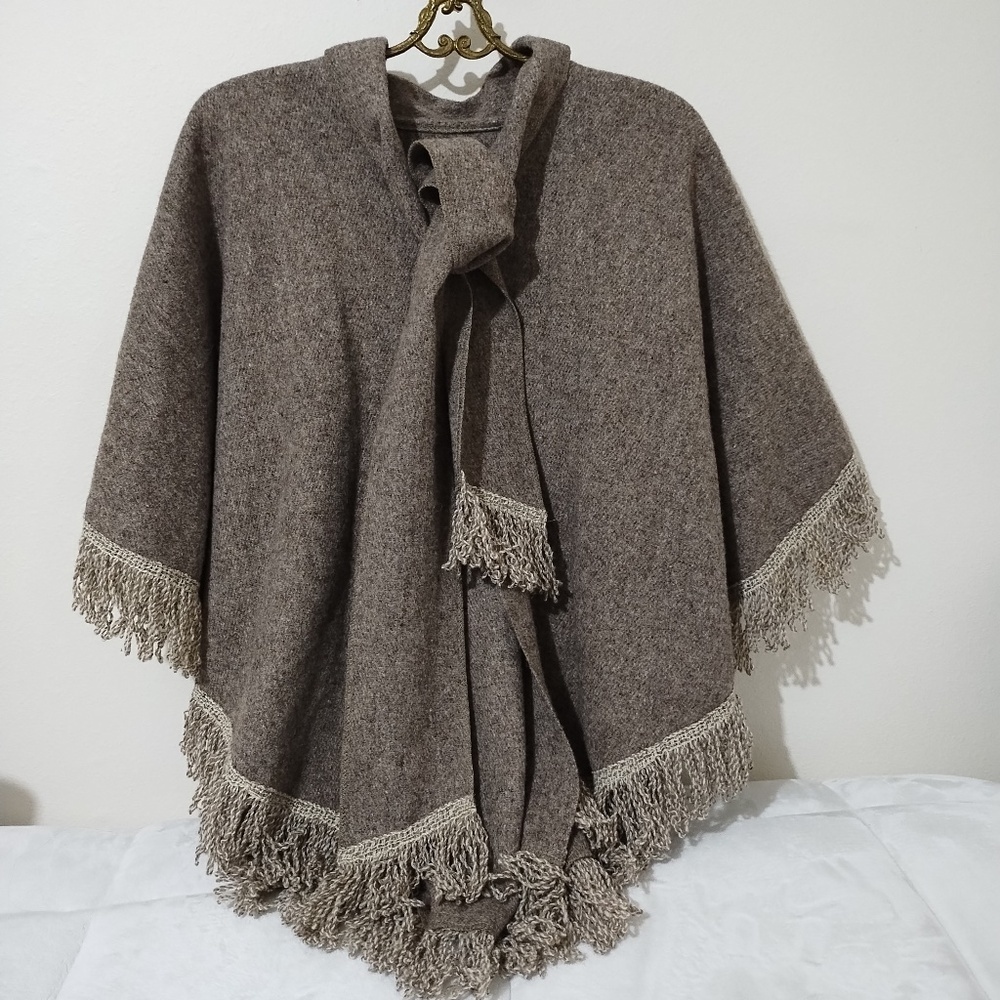 Wool Fringe Shawl  One Size - Picture 2 of 12